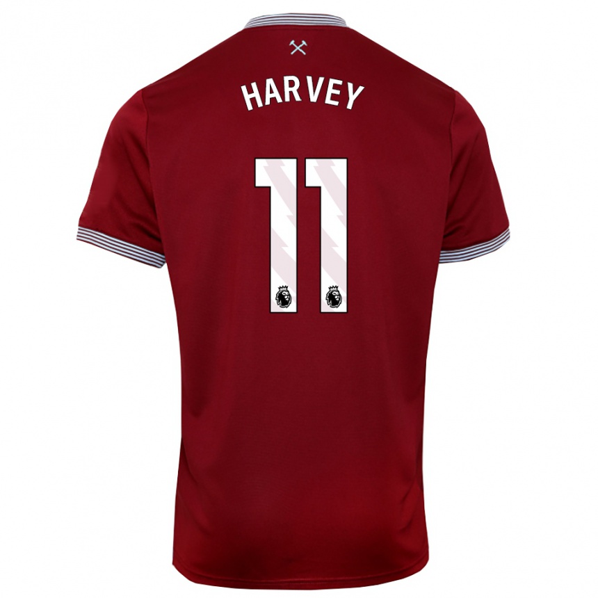 גברים כדורגל Ros Harvey #11 בורדו לבן ג'רזי ביתית 2025/26