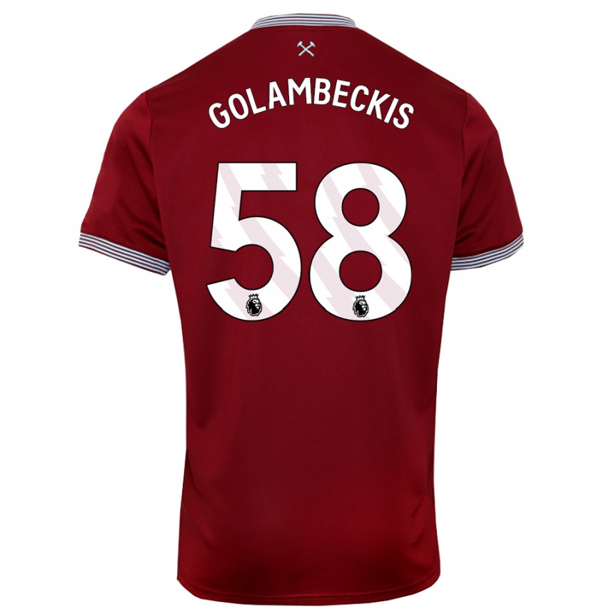 גברים כדורגל Airidas Golambeckis #58 בורדו לבן ג'רזי ביתית 2025/26