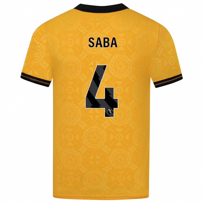 גברים כדורגל Elliot Saba #4 צהוב שחור ג'רזי ביתית 2025/26