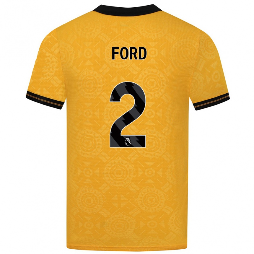 גברים כדורגל Hayden Ford #2 צהוב שחור ג'רזי ביתית 2025/26