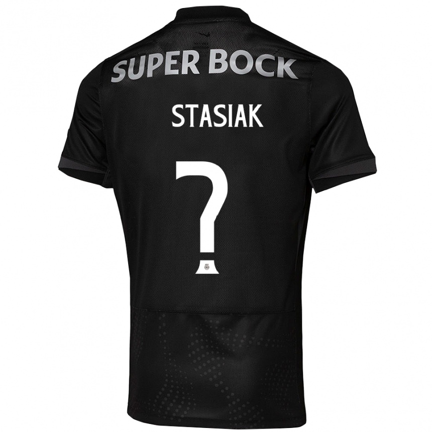 גברים כדורגל Jakub Stasiak #0 שחור לבן הרחק ג'רזי 2025/26