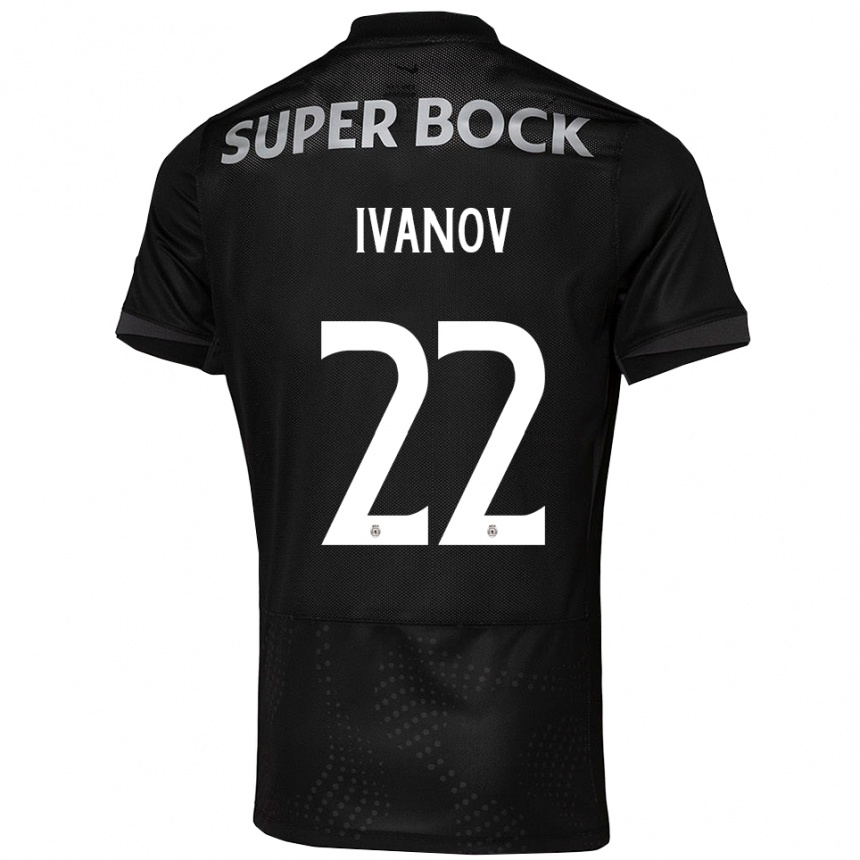 גברים כדורגל דוד איבנוב #22 שחור לבן הרחק ג'רזי 2025/26