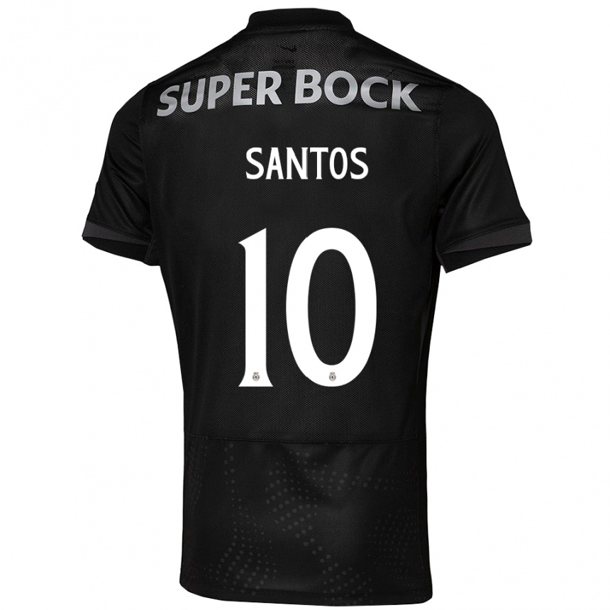 גברים כדורגל גילרמה סנטוס #10 שחור לבן הרחק ג'רזי 2025/26
