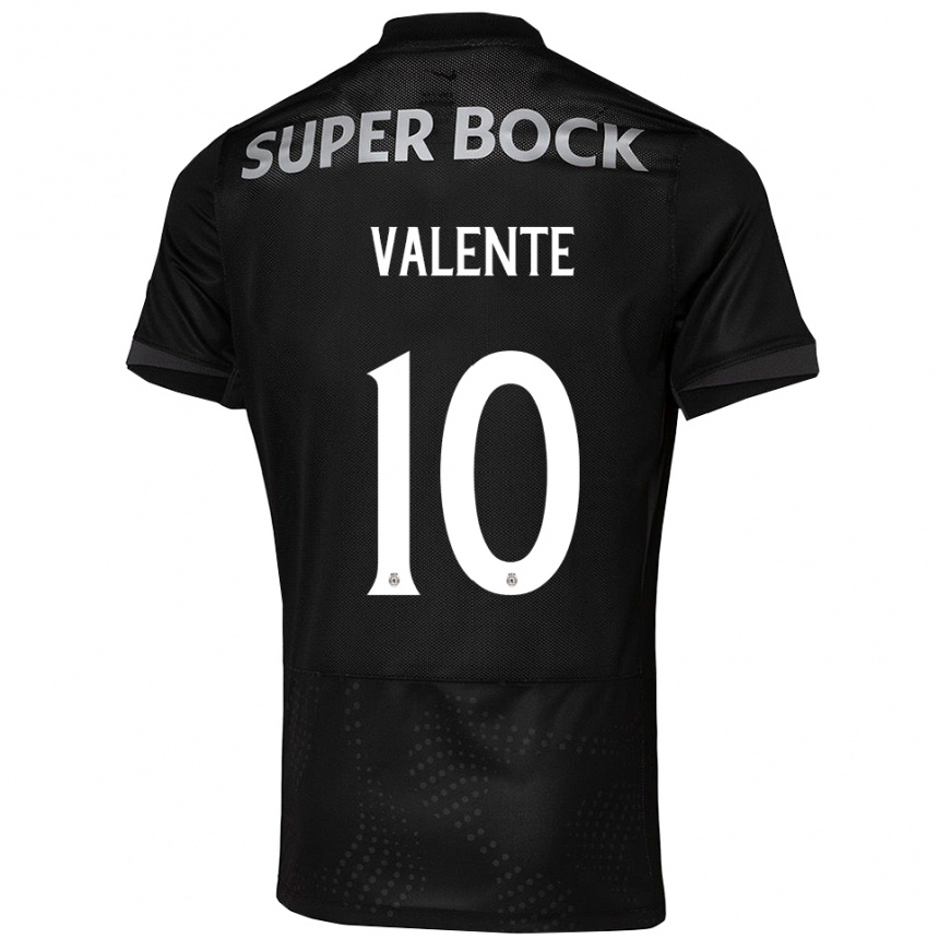 גברים כדורגל João Valente #10 שחור לבן הרחק ג'רזי 2025/26
