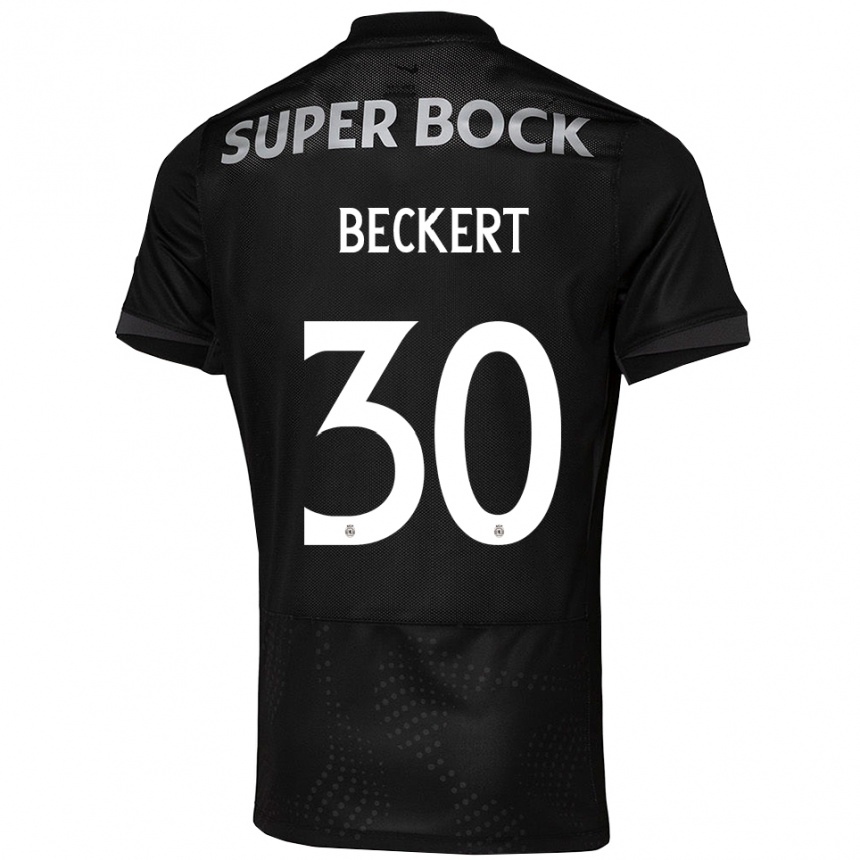 גברים כדורגל Carolina Beckert #30 שחור לבן הרחק ג'רזי 2025/26