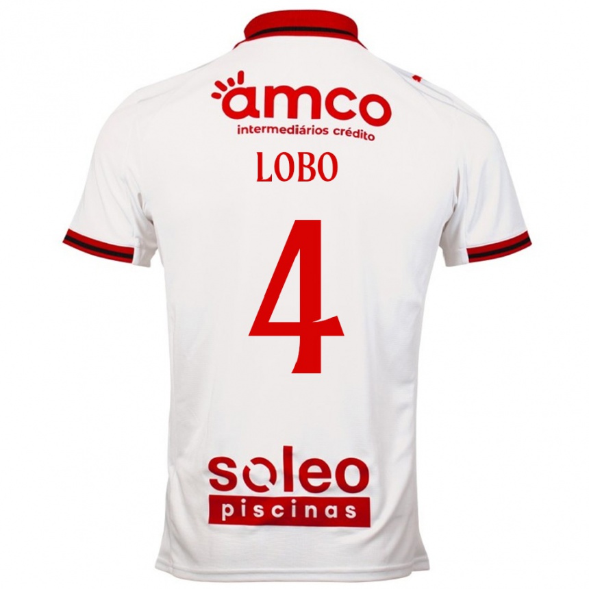 גברים כדורגל Diogo Lobo #4 לבן אדום הרחק ג'רזי 2025/26