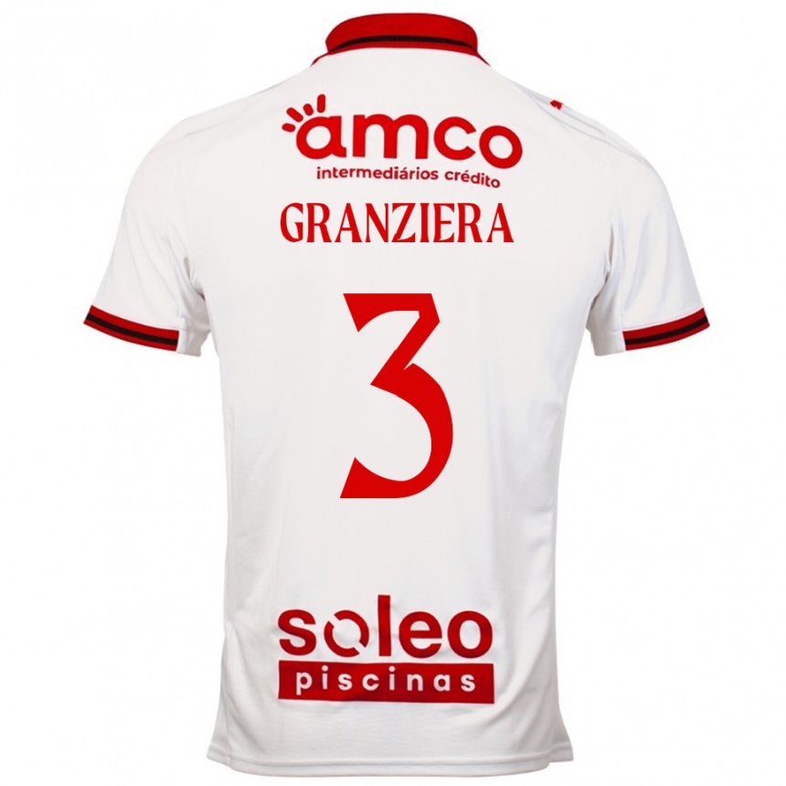 גברים כדורגל Emanuele Granziera #3 לבן אדום הרחק ג'רזי 2025/26