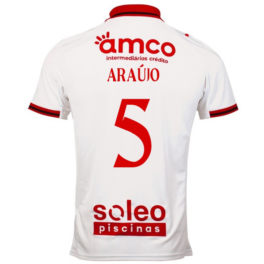 גברים כדורגל Matheus Araújo #5 לבן אדום הרחק ג'רזי 2025/26
