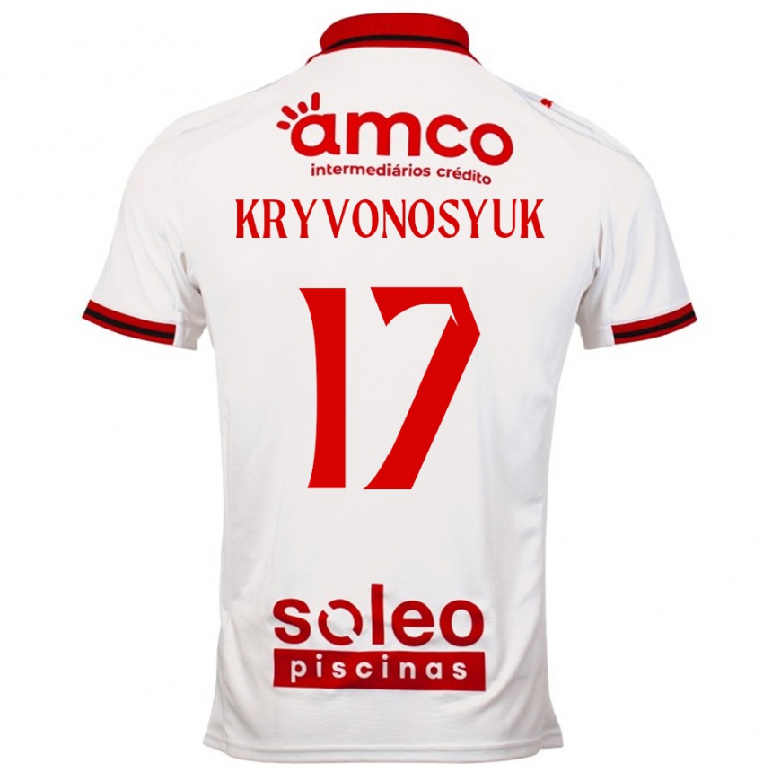 גברים כדורגל Leonardo Kryvonosyuk #17 לבן אדום הרחק ג'רזי 2025/26