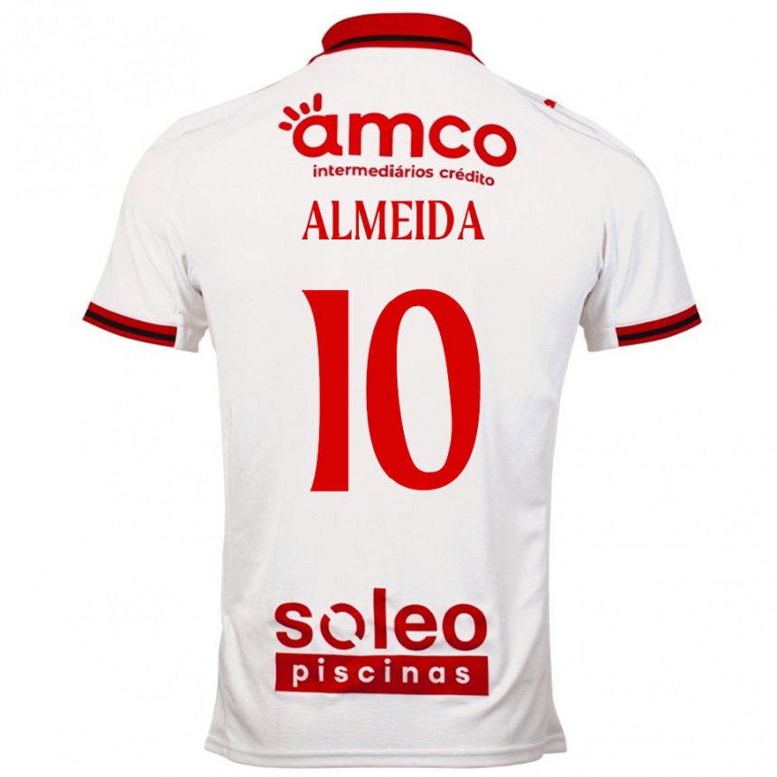 גברים כדורגל Vitória Almeida #10 לבן אדום הרחק ג'רזי 2025/26
