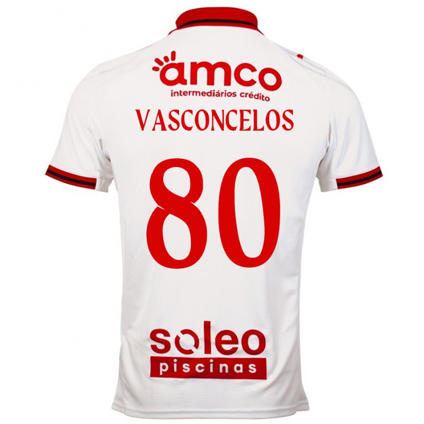 גברים כדורגל Vasconcelos #80 לבן אדום הרחק ג'רזי 2025/26 גברים כדורגל Vasconcelos #80 לבן אדום הרחק ג'רזי 2025/26