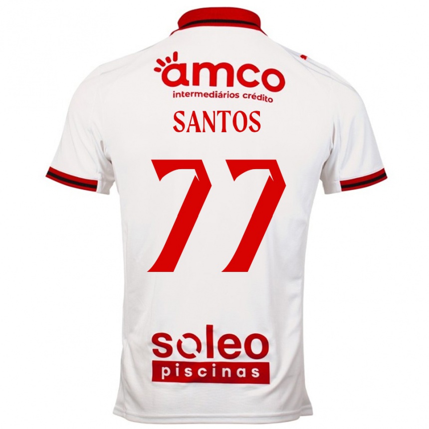 גברים כדורגל Edu Santos #77 לבן אדום הרחק ג'רזי 2025/26