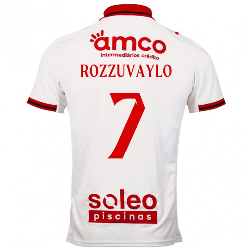 גברים כדורגל Dani Rozzuvaylo #7 לבן אדום הרחק ג'רזי 2025/26