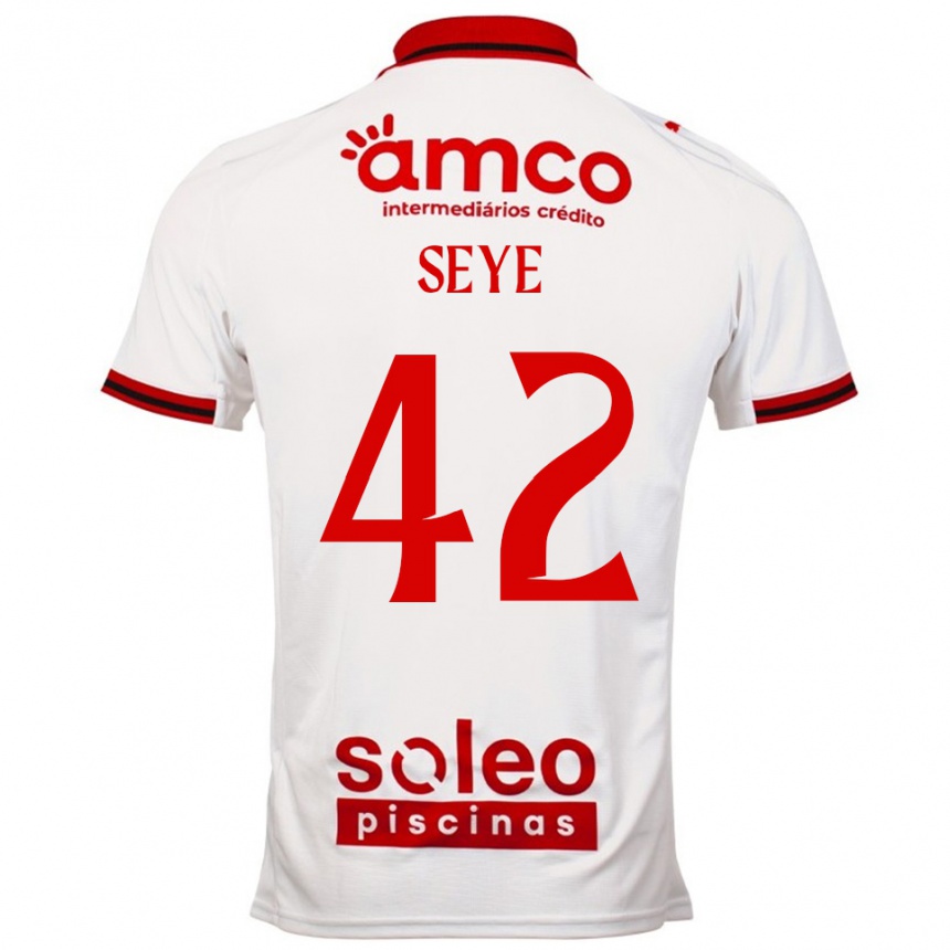 גברים כדורגל Modou Seye #42 לבן אדום הרחק ג'רזי 2025/26