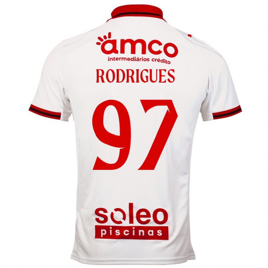 גברים כדורגל Dinis Rodrigues #97 לבן אדום הרחק ג'רזי 2025/26