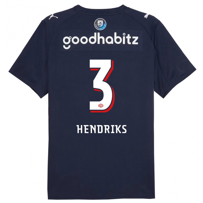 גברים כדורגל גווינית׳ הנדריקס #3 נייבי לבן הרחק ג'רזי 2025/26