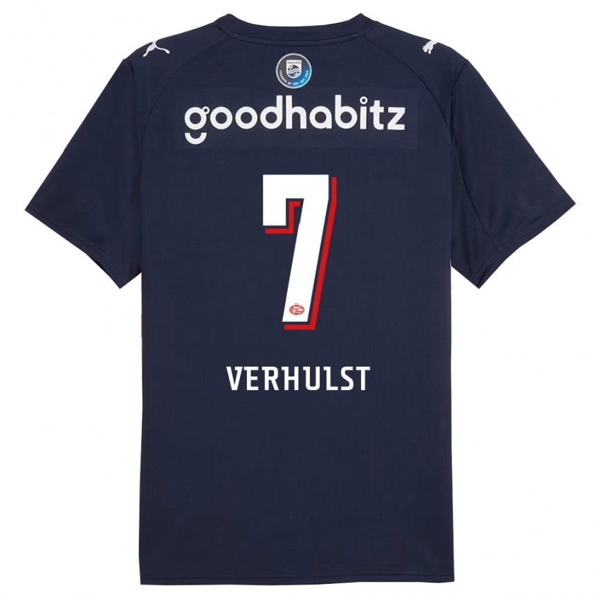 גברים כדורגל Gino Verhulst #7 נייבי לבן הרחק ג'רזי 2025/26
