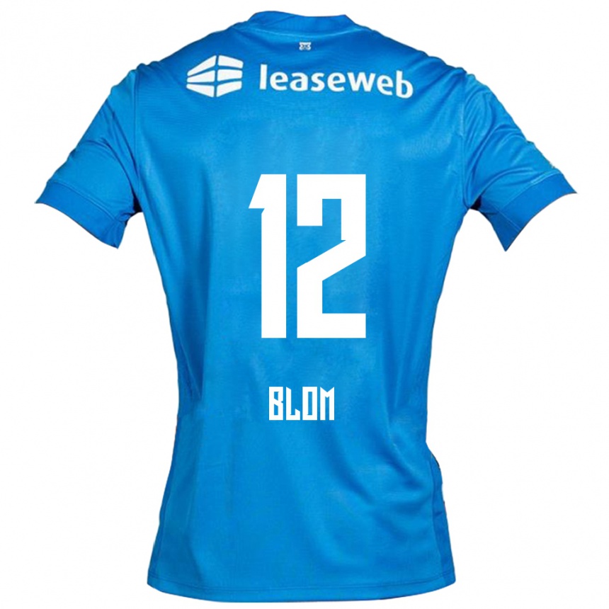 גברים כדורגל Robin Blom #12 כחול לבן הרחק ג'רזי 2025/26