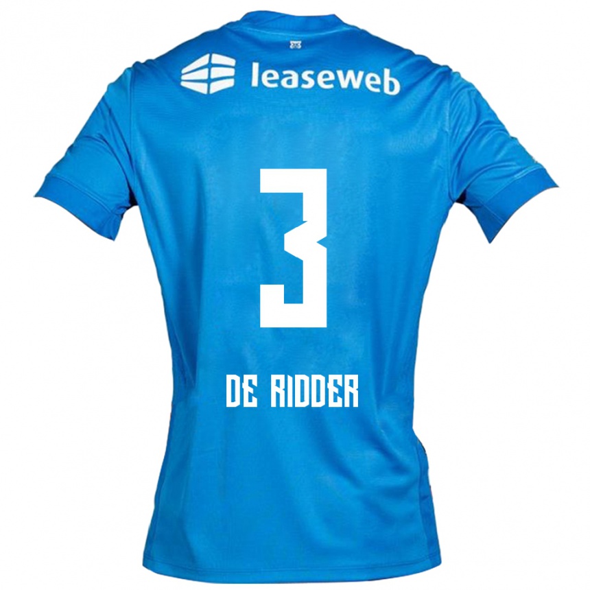 גברים כדורגל Djoeke De Ridder #3 כחול לבן הרחק ג'רזי 2025/26