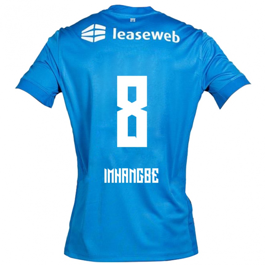 גברים כדורגל Amani Imhangbe #8 כחול לבן הרחק ג'רזי 2025/26