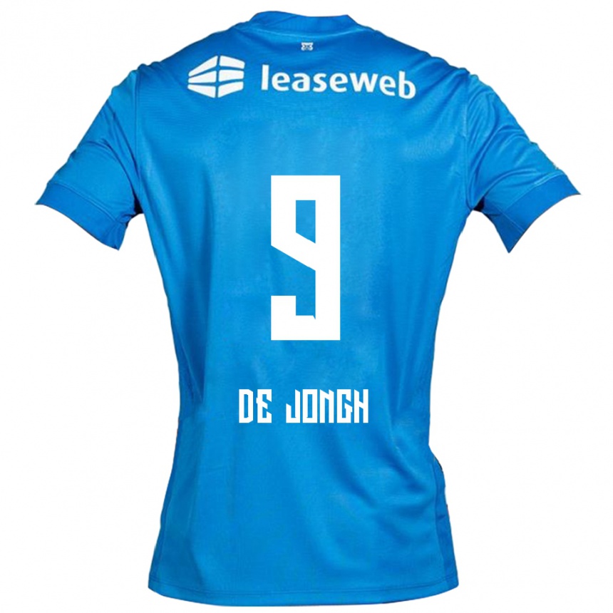 גברים כדורגל Iain De Jongh #9 כחול לבן הרחק ג'רזי 2025/26
