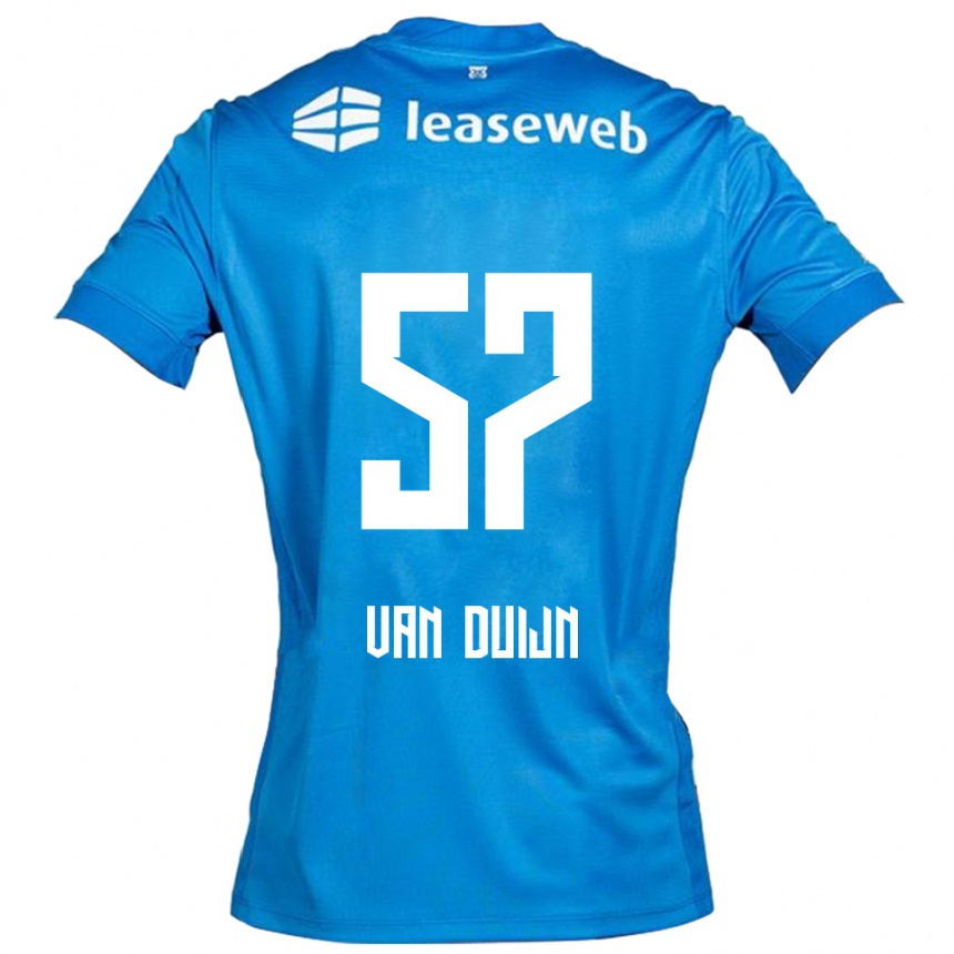 גברים כדורגל Sem Van Duijn #57 כחול לבן הרחק ג'רזי 2025/26