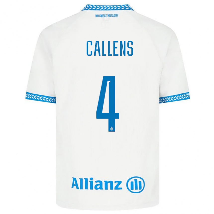 גברים כדורגל Emiel Callens #4 כחול לבן הרחק ג'רזי 2025/26