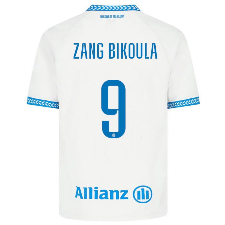 גברים כדורגל Véronique Zang Bikoula #9 כחול לבן הרחק ג'רזי 2025/26