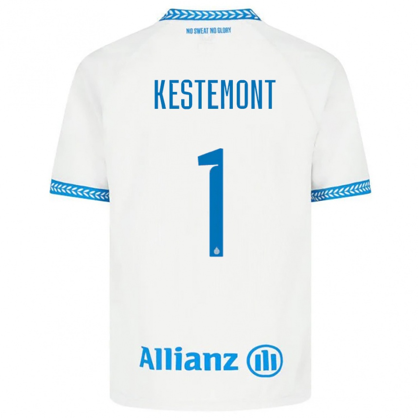 גברים כדורגל Thibeau Kestemont #1 כחול לבן הרחק ג'רזי 2025/26