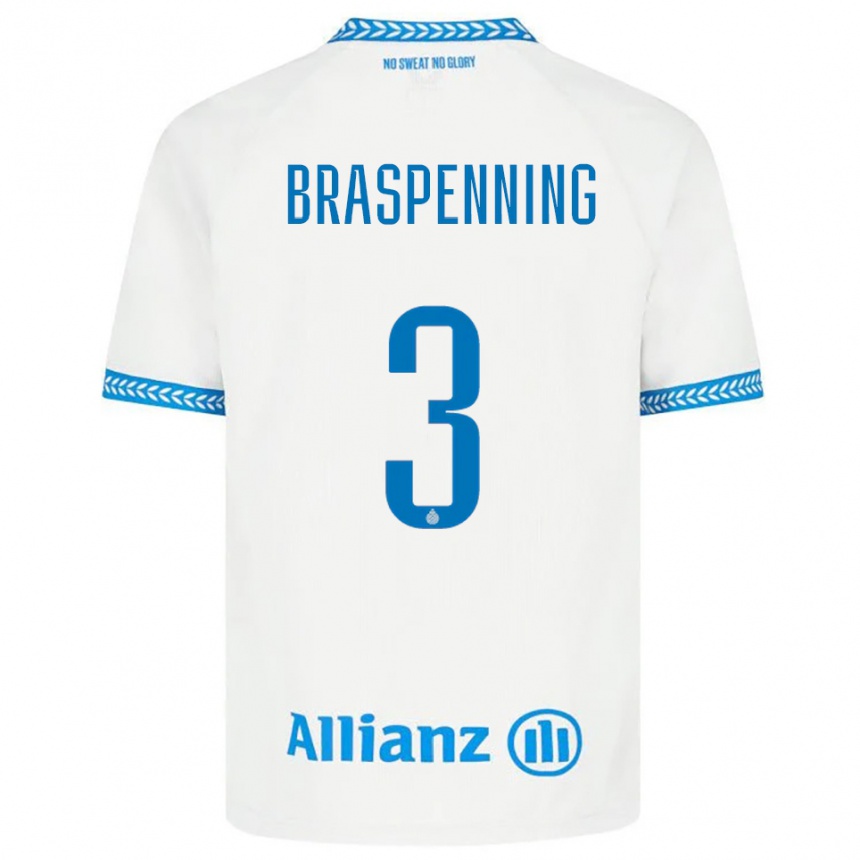 גברים כדורגל Daan Braspenning #3 כחול לבן הרחק ג'רזי 2025/26