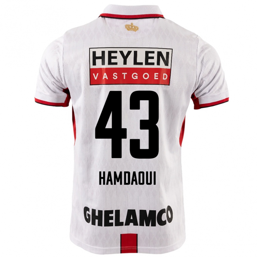 גברים כדורגל Youssef Hamdaoui #43 לבן אדום הרחק ג'רזי 2025/26