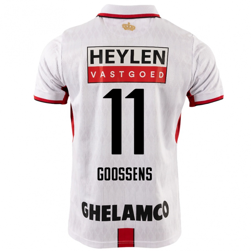 גברים כדורגל Mattias Goossens #11 לבן אדום הרחק ג'רזי 2025/26
