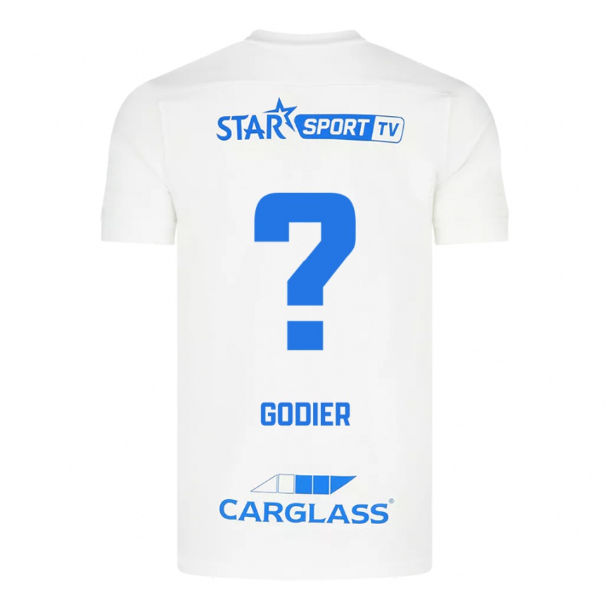 גברים כדורגל Chelsea Godier #0 לבן כחול הרחק ג'רזי 2025/26