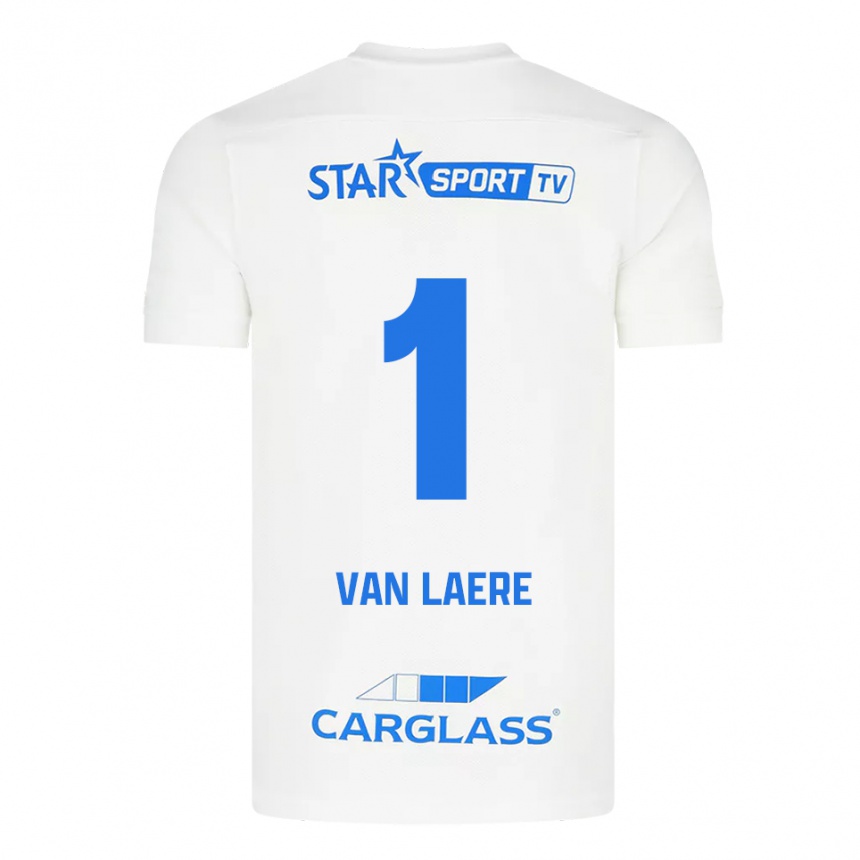 גברים כדורגל Daan Van Laere #1 לבן כחול הרחק ג'רזי 2025/26