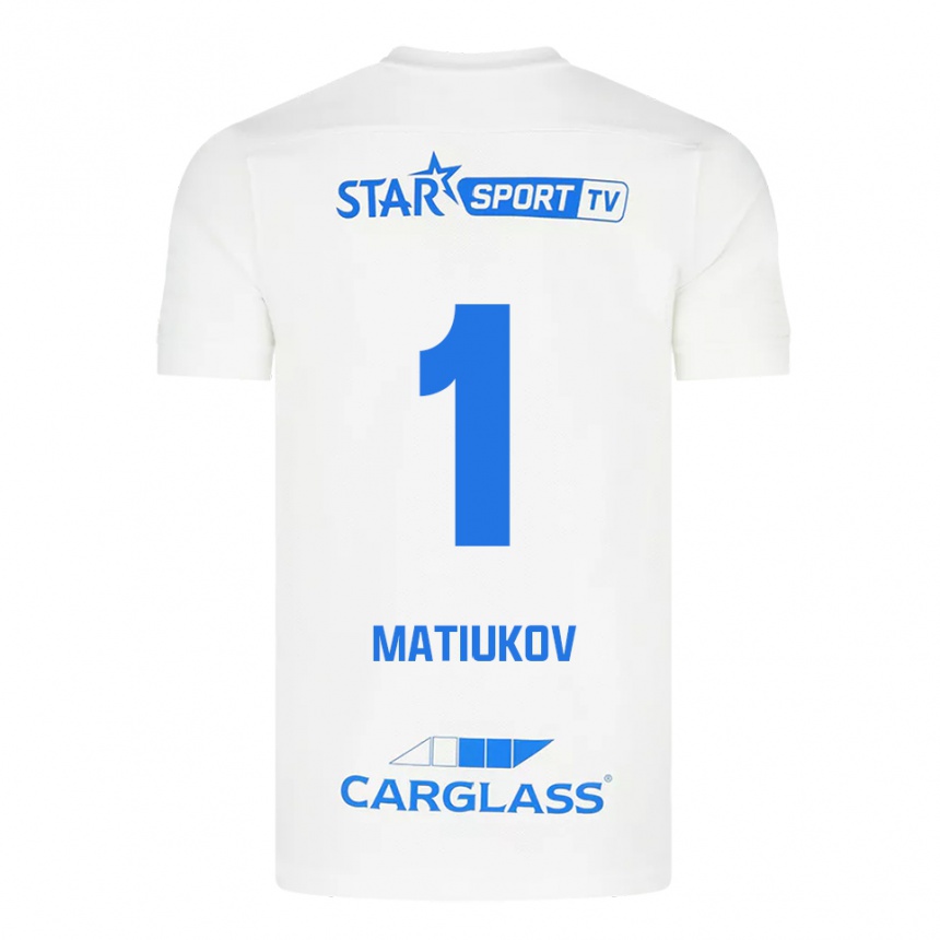 גברים כדורגל Platon Matiukov #1 לבן כחול הרחק ג'רזי 2025/26