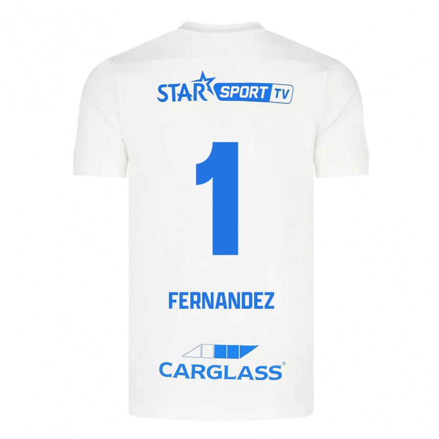 גברים כדורגל Elias Gonzalez Fernandez #1 לבן כחול הרחק ג'רזי 2025/26