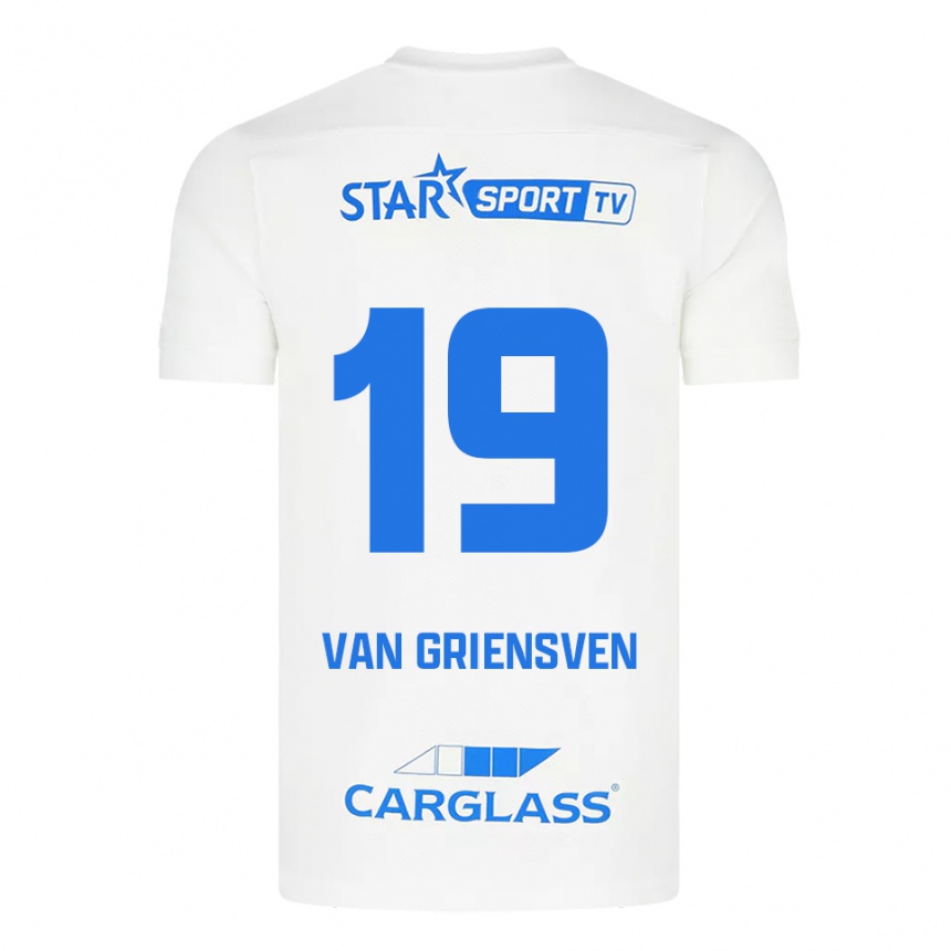גברים כדורגל Evy Van Griensven #19 לבן כחול הרחק ג'רזי 2025/26
