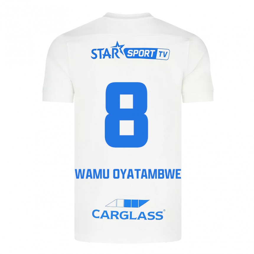 גברים כדורגל Matthias Wamu Oyatambwe #8 לבן כחול הרחק ג'רזי 2025/26