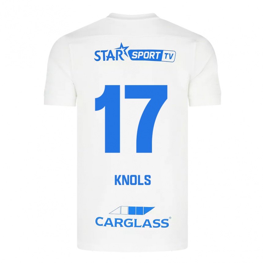 גברים כדורגל Myrthe Knols #17 לבן כחול הרחק ג'רזי 2025/26