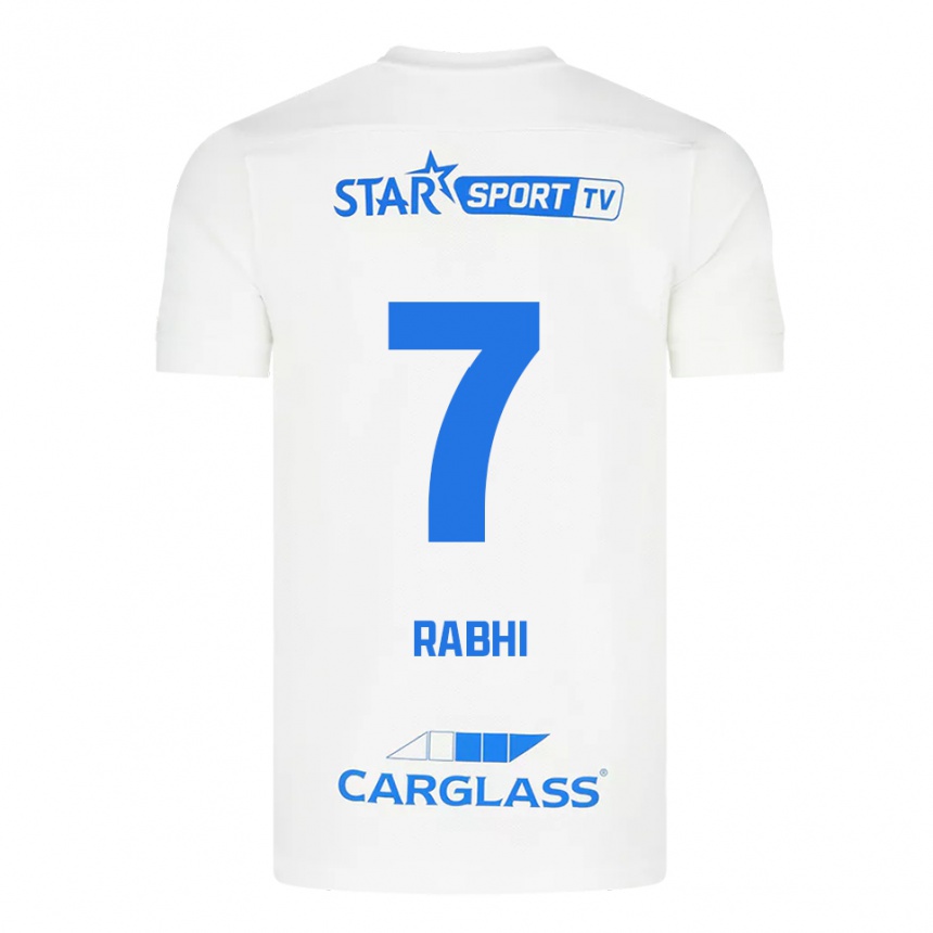 גברים כדורגל איימאן רבחי #7 לבן כחול הרחק ג'רזי 2025/26
