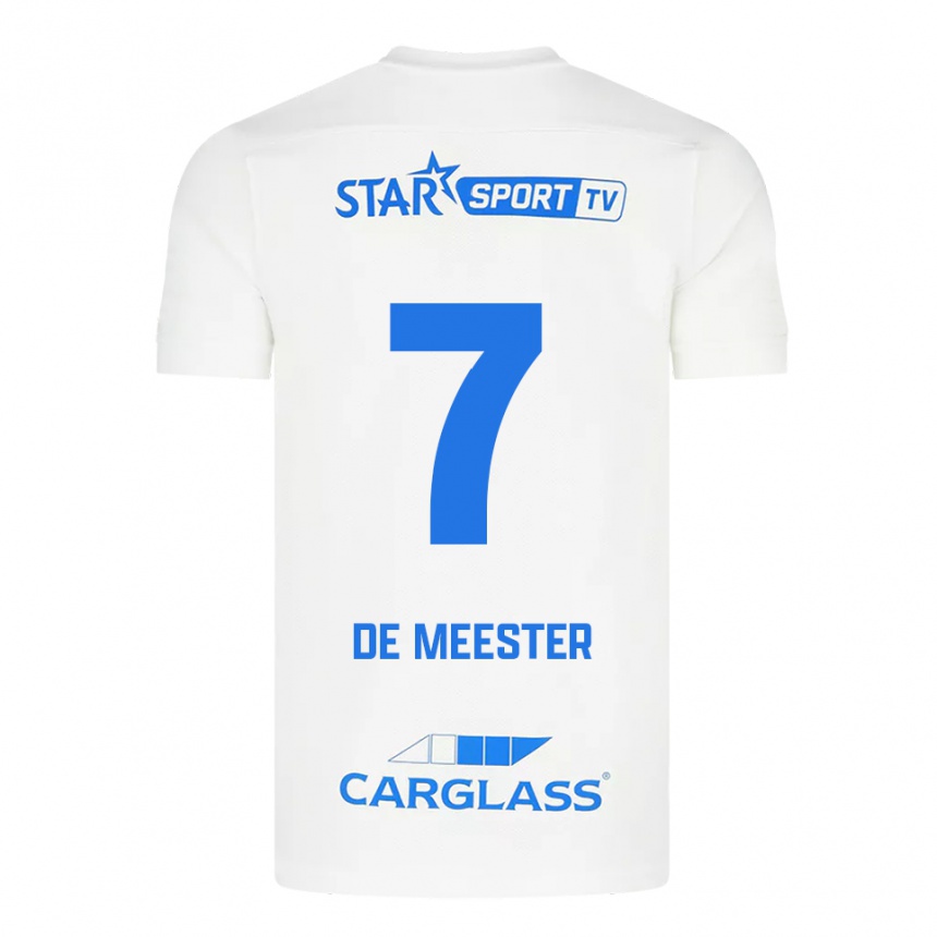 גברים כדורגל Thirsa De Meester #7 לבן כחול הרחק ג'רזי 2025/26