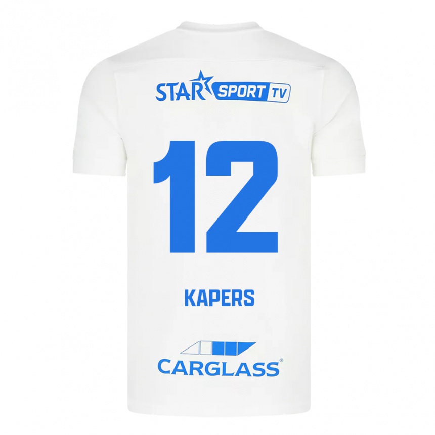 גברים כדורגל Wout Kapers #12 לבן כחול הרחק ג'רזי 2025/26