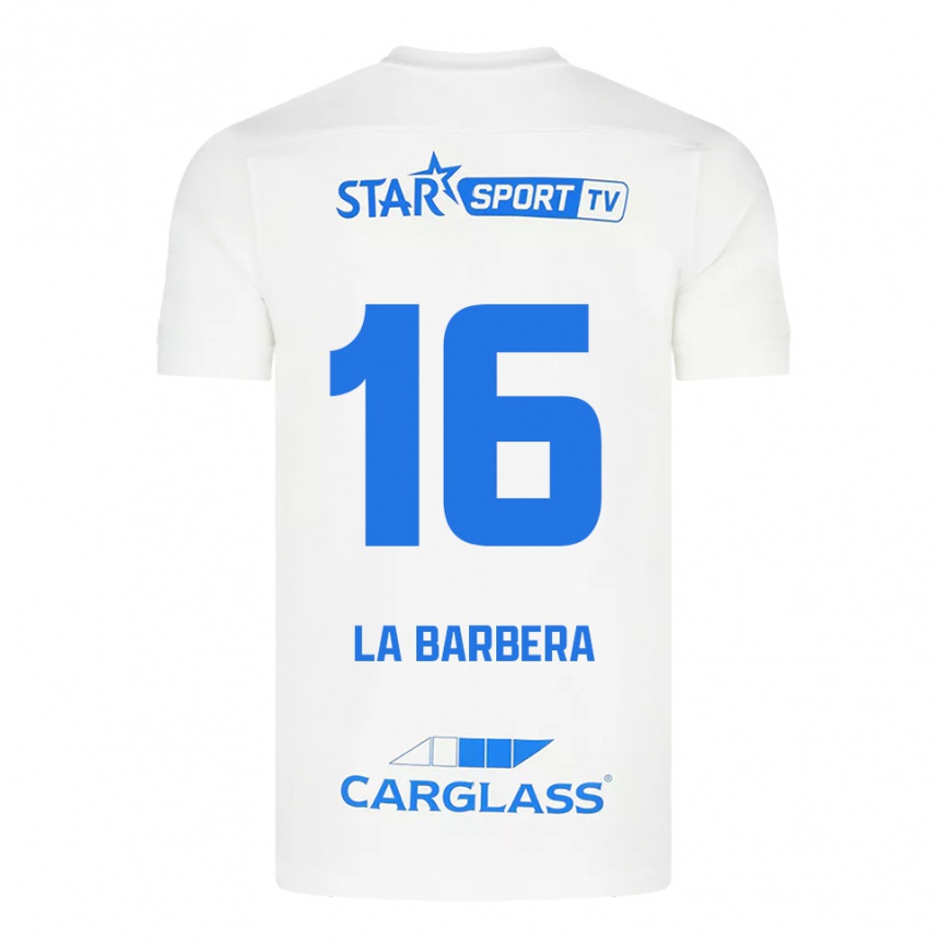 גברים כדורגל Yonni La Barbera #16 לבן כחול הרחק ג'רזי 2025/26