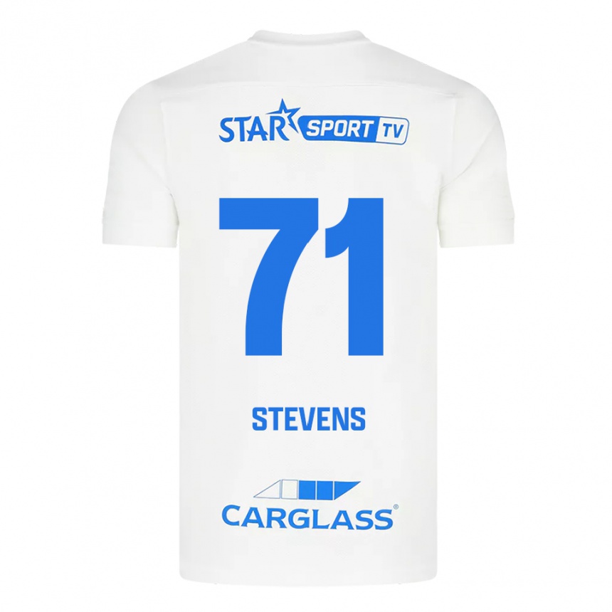 גברים כדורגל Brent Stevens #71 לבן כחול הרחק ג'רזי 2025/26
