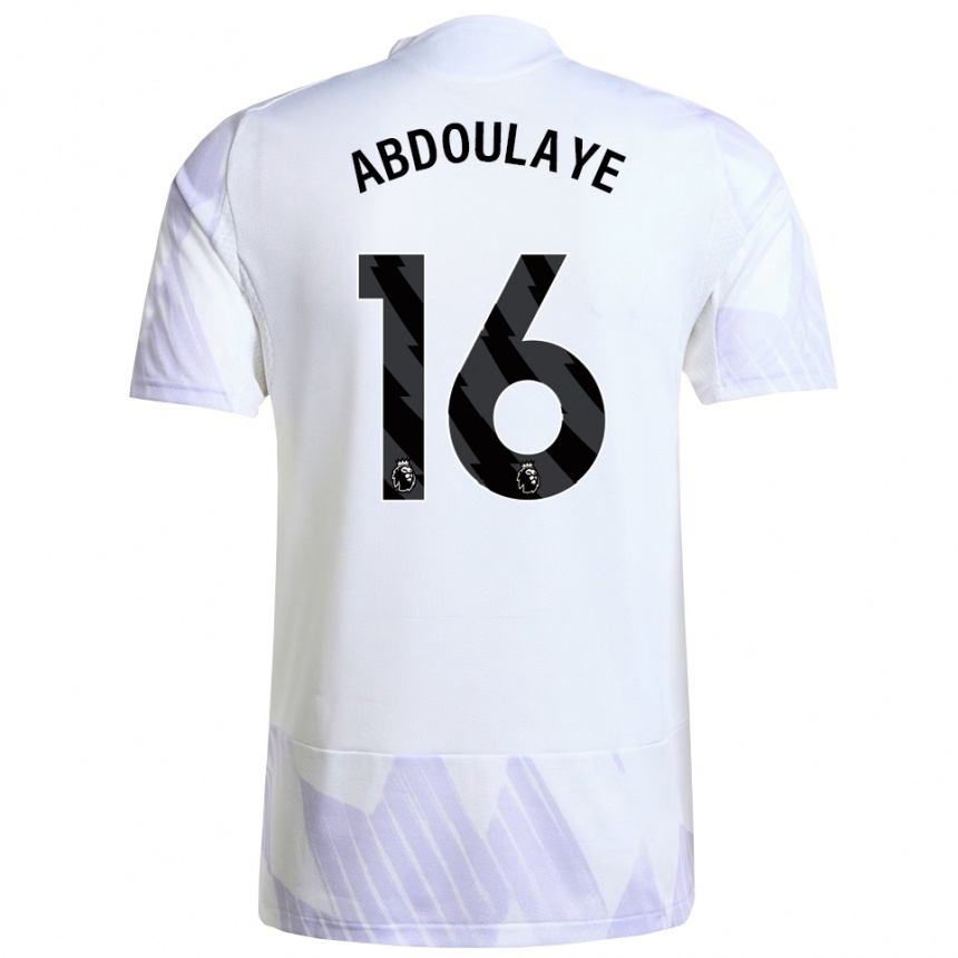 גברים כדורגל Douka Abdoulaye #16 לבן סגול סגול הרחק ג'רזי 2025/26