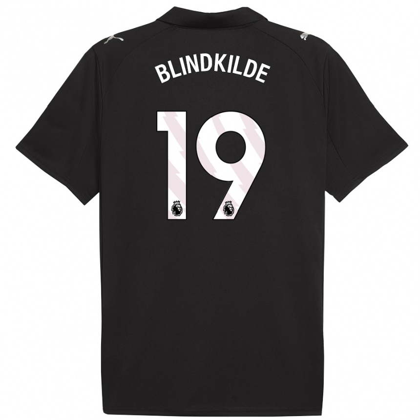 גברים כדורגל Laura Blindkilde Brown #19 שחור לבן הרחק ג'רזי 2025/26
