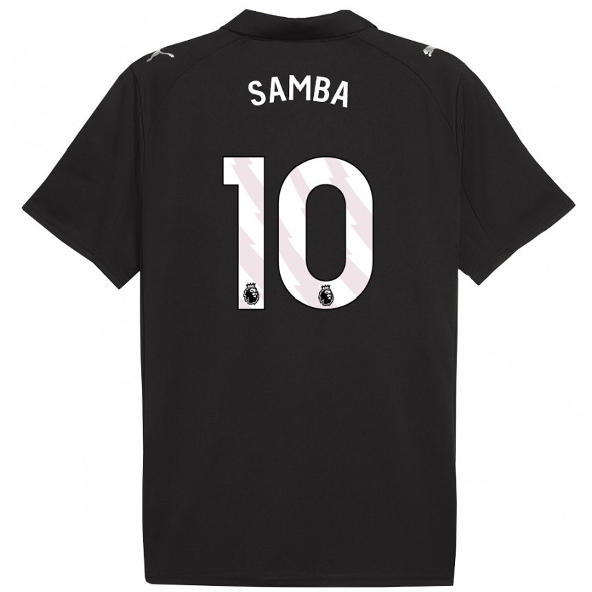גברים כדורגל Tyrone Samba #10 שחור לבן הרחק ג'רזי 2025/26