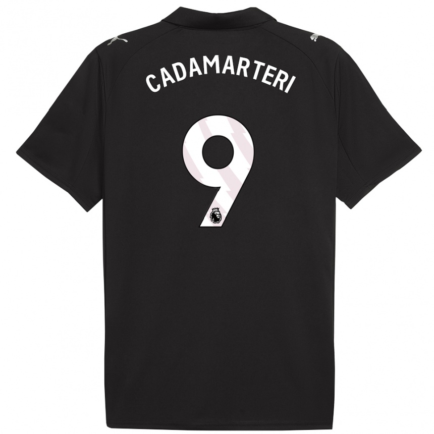 גברים כדורגל Caelan Cadamarteri #9 שחור לבן הרחק ג'רזי 2025/26