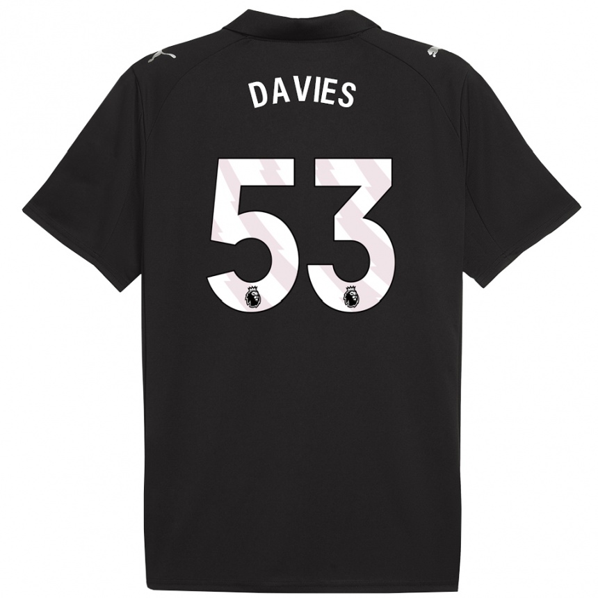 גברים כדורגל Mayzee Davies #53 שחור לבן הרחק ג'רזי 2025/26