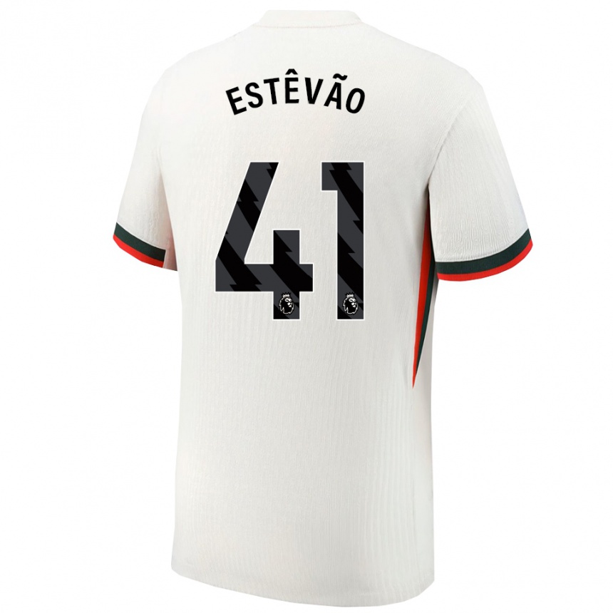 גברים כדורגל Estêvão #41 לבן ירוק הרחק ג'רזי 2025/26